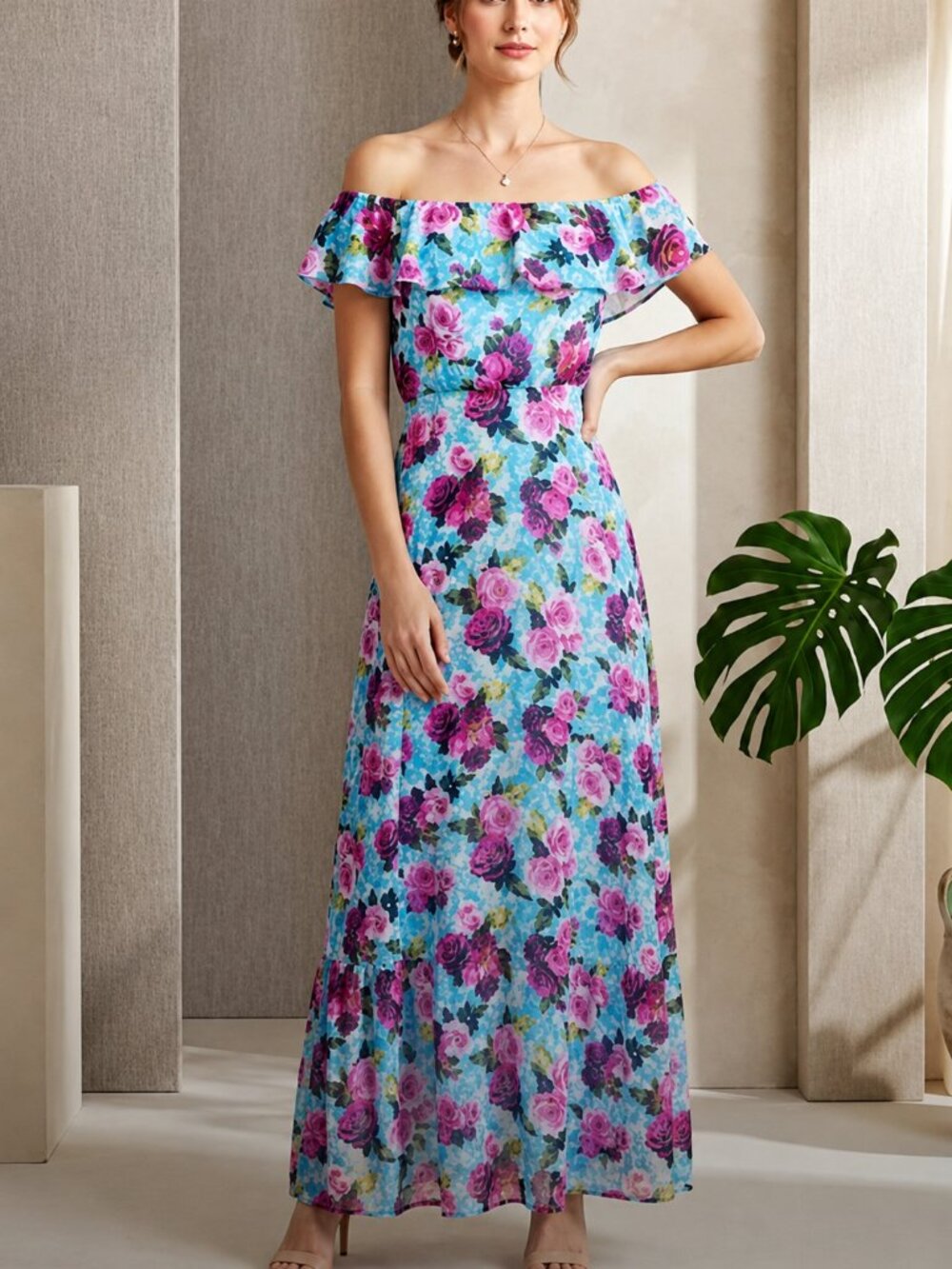 BETSEY JOHNSON Blue Floral Maxi Dress size 6